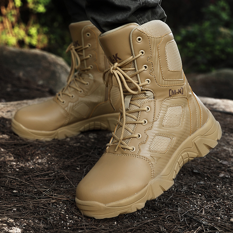 Work Boot Steel Toe - รองเท้าเพื่อความปลอดภัยในการทำงานของผู้ชาย หัวเหล็ก รองเท้าทำงานที่ทนทาน รองเท้าทหารสำหรับผู้ชาย รองเท้าป้องกันการกระแทก รองเท้าเพื่อความปลอดภัยป้องกันการเจาะทะลุ