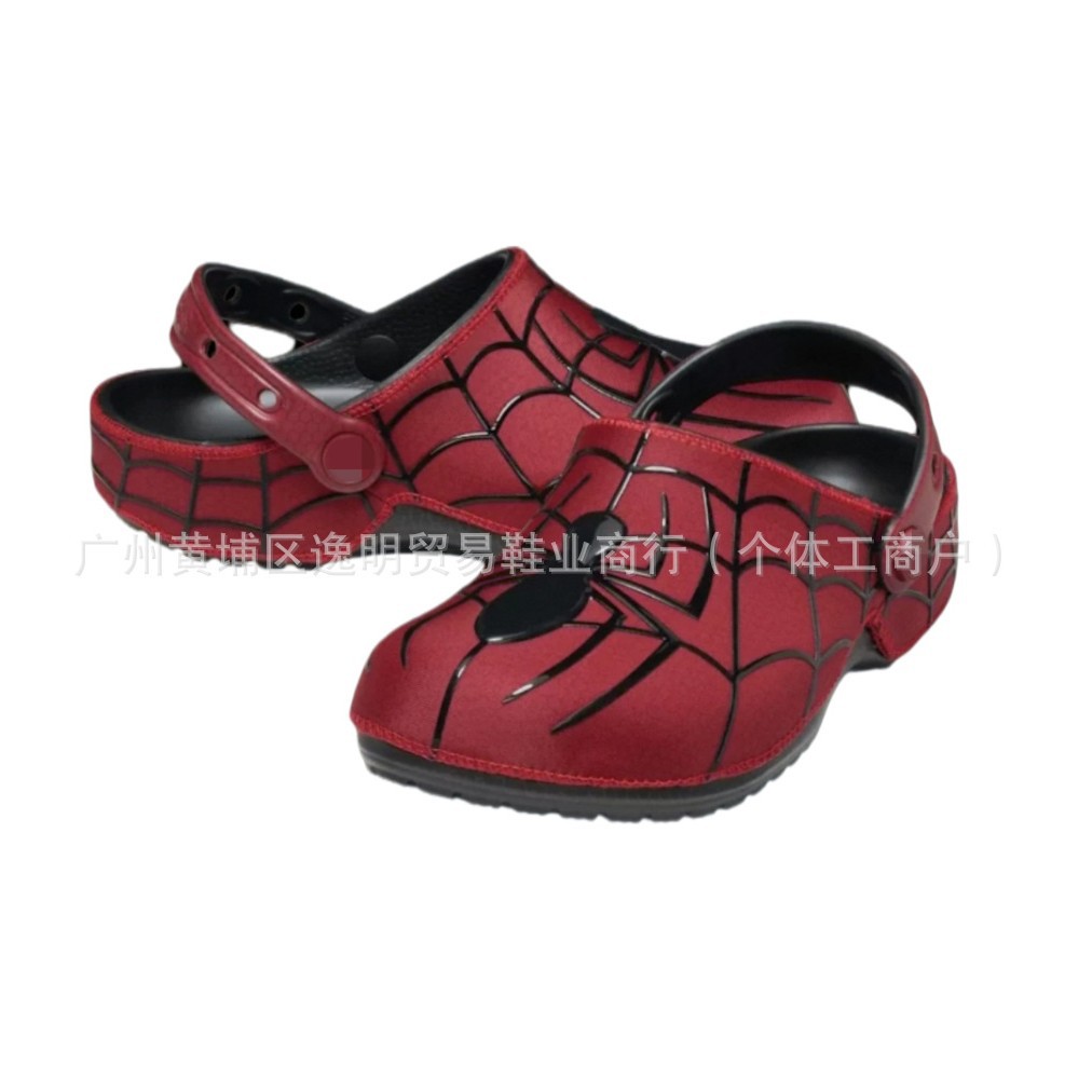 Men Shoes Red Tape - รองเท้าแตะลายสไปเดอร์แมน สีแดงดำ วัสดุ EVA แบบสวม น้ำหนักเบา
