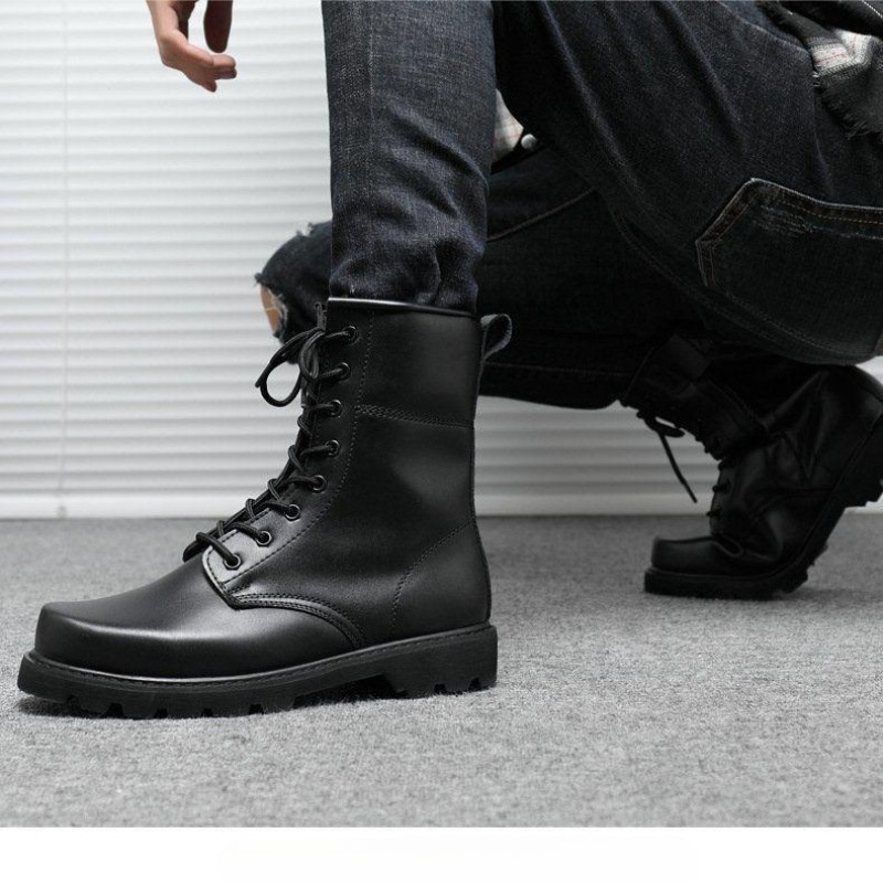 Work Boot Steel Toe - รองเท้าบูทต่อสู้ทางยุทธวิธีสำหรับผู้ชาย หุ้มข้อสูง ทนทาน หนังแท้ กันน้ำ กันลื่น