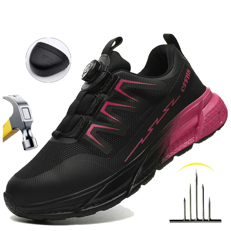 Work Boot Steel Toe - รองเท้าบู๊ตนิรภัยกันทะลุสำหรับผู้หญิง หัวเหล็ก หุ้มข้อสูง น้ำหนักเบา ระบายอากาศได้ดี รองเท้าทำงานนุ่มสบาย