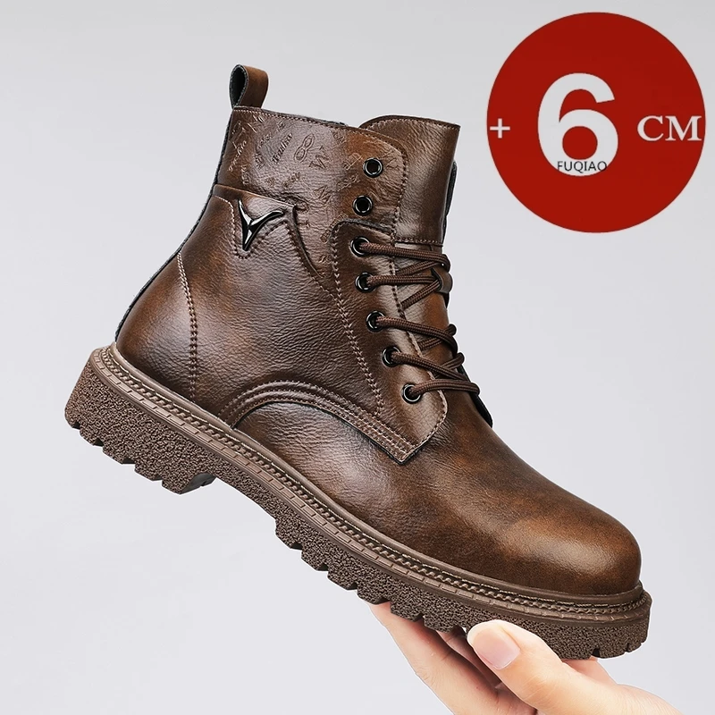 Winter Boot Insulated - รองเท้าบูทเพิ่มความสูง 6 ซม. สำหรับผู้ชาย หนังแท้ ใส่ได้ทั้งฤดูใบไม้ร่วงและฤดูหนาว