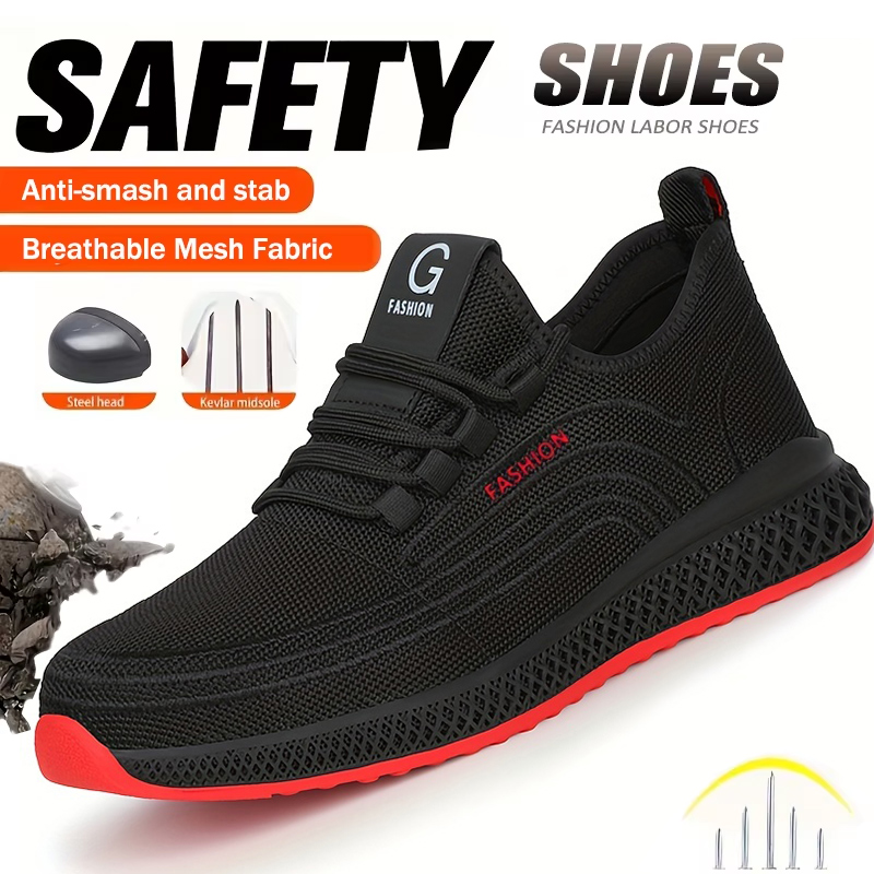 Work Boot Steel Toe - รองเท้าบูทกันกระแทก ทนทานต่อการเจาะทะลุ รองเท้าบูทสำหรับงานเหมือง หัวเหล็ก รองเท้าเซฟตี้สำหรับผู้ชาย พื้นยาง