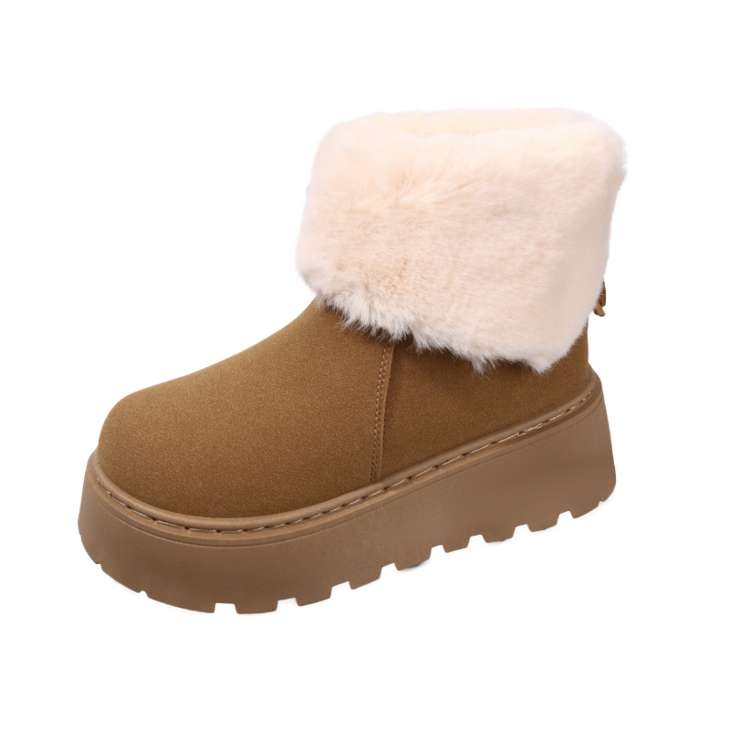 Winter Boot Insulated - รองเท้าบูทหิมะกันลื่นบุขนแกะสำหรับผู้หญิงฤดูหนาว 2026 พื้นหนานุ่ม อุ่นสบาย รองเท้าบูทสั้นลำลองสำหรับผู้หญิง รองเท้าบูทผ้าฝ้าย