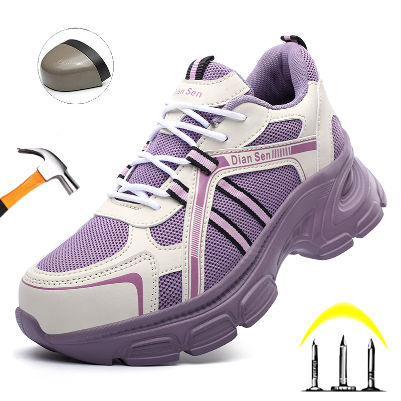 Work Boot Steel Toe - รองเท้านิรภัยสำหรับผู้หญิง รองเท้าทำงานหัวเหล็กทนทานต่อการสึกหรอ รองเท้าบูทนิรภัยป้องกันการกระแทก รองเท้าป้องกันอันตราย