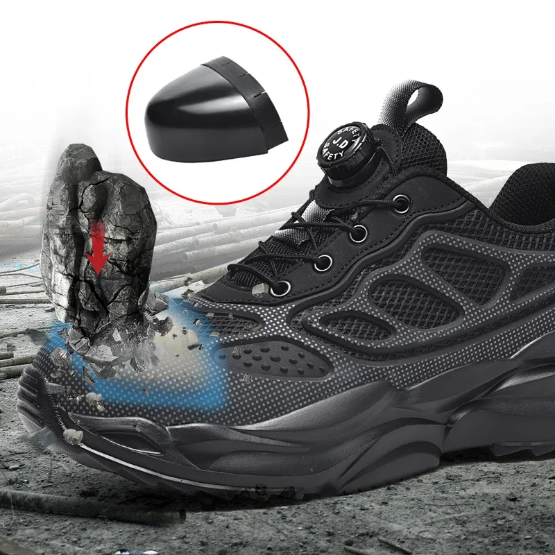 Men Shoes Jd - รองเท้าทำงานสีขาว น้ำหนักเบา สวมใส่สบาย รองเท้าเซฟตี้สำหรับผู้ชายและผู้หญิง รองเท้าทำงานหัวเหล็ก ป้องกันการเจาะทะลุ