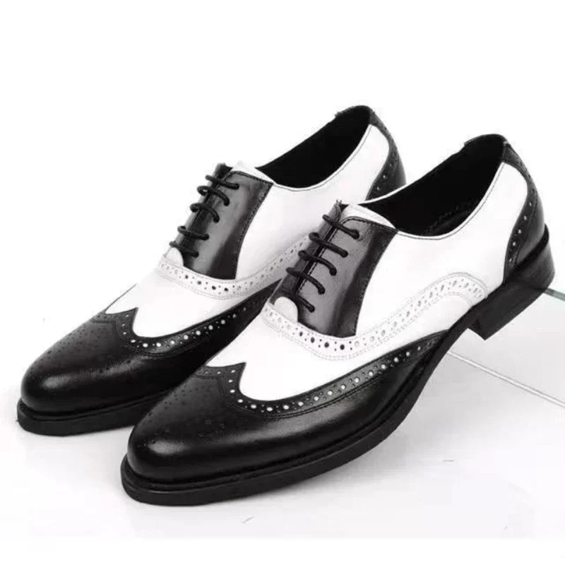 Men Shoes Official - ผสมสีบุรุษรองเท้า Retro ชายรองเท้าหนังธุรกิจชาย Baroque รองเท้า Casual