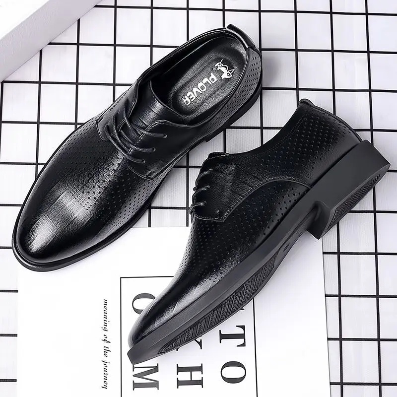 Men Shoes Official - รองเท้าอ็อกซ์ฟอร์ด รองเท้าทางการผู้ชาย หัวแหลม ผูกเชือก รองเท้าลำลอง หนังแท้