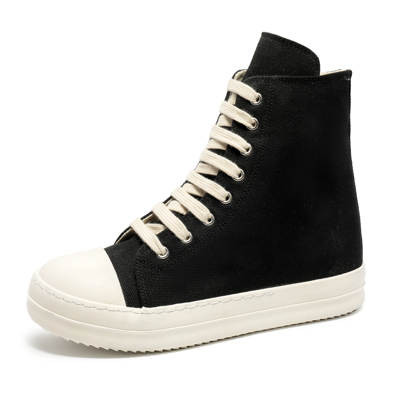 Men Shoes Trends - รองเท้าผ้าใบผู้ชายยอดนิยม รองเท้าลำลองผู้ชาย รุ่นใหม่ปี 2026 รองเท้าหุ้มข้อสูงพื้นหนาแบบผูกเชือก ผ้าแคนวาส