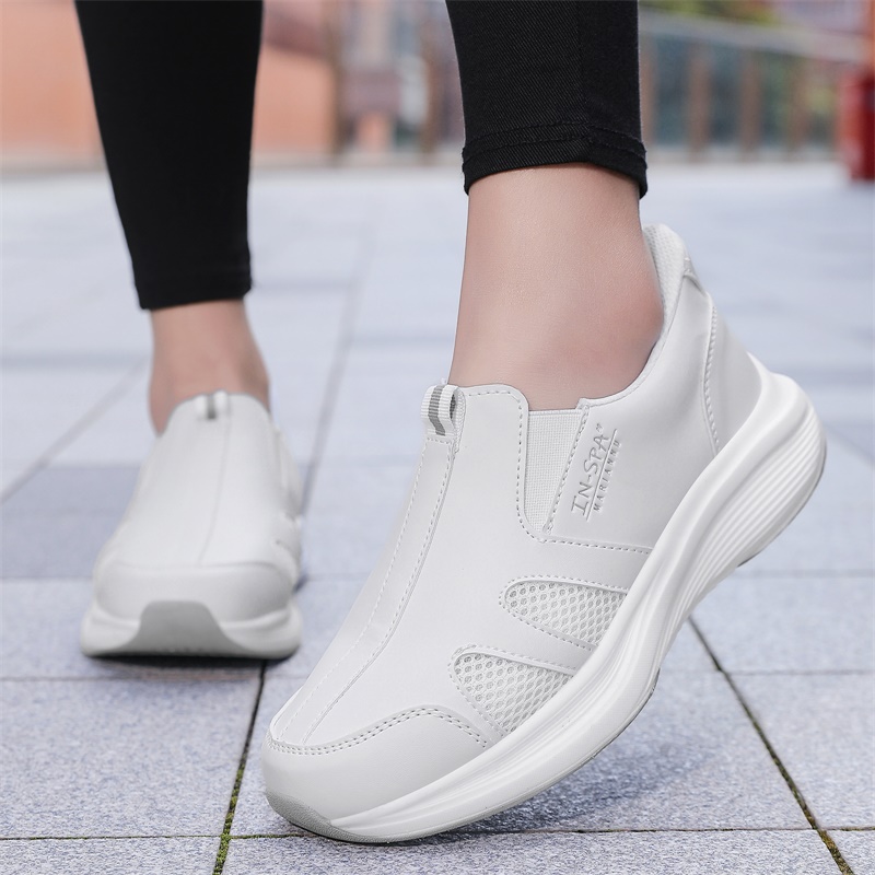 Men'S Shoes Black And White - รองเท้าทำงานสำหรับพยาบาล ผู้หญิง ผู้ชาย ระบายอากาศได้ดี แบบสวม สีขาว