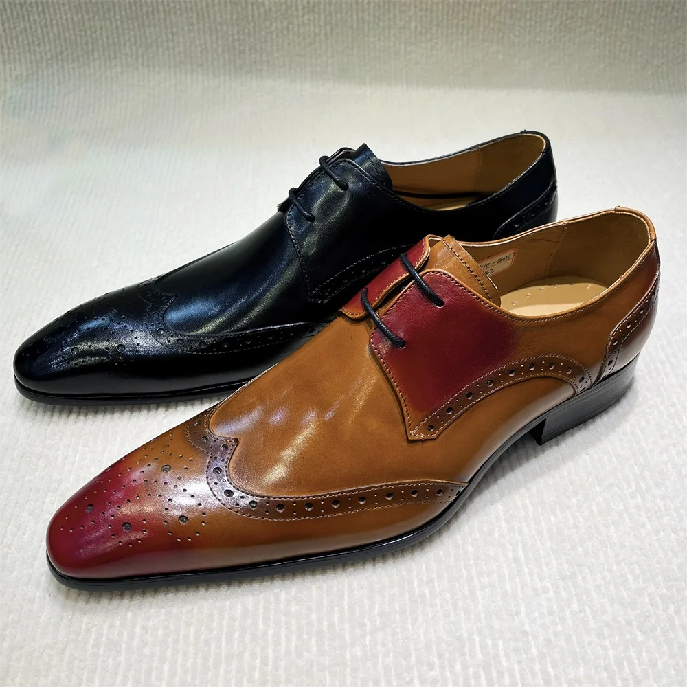 Men'S Shoes In Fashion - สีน้ําตาลของแท้หนัง Brogue รองเท้า Handmade Casual Oxfords