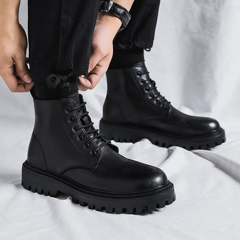 รองเท้าบูทหนังหุ้มข้อผู้ชาย สไ - Men'S Shoes Increase Height บทวิจารณ์และราคา