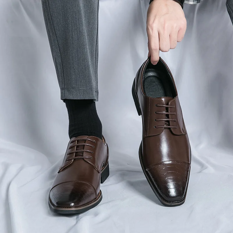 รองเท้าหนังหัวแหลมสไตล์อิตาลีค - Men Shoes Official บทวิจารณ์และราคา
