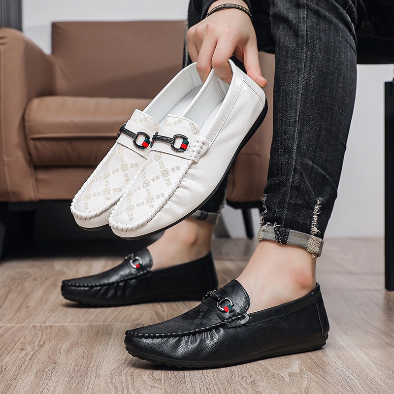 อิตาเลี่ยน PU หนัง loafers Men - Men'S Shoes Black And White บทวิจารณ์และราคา