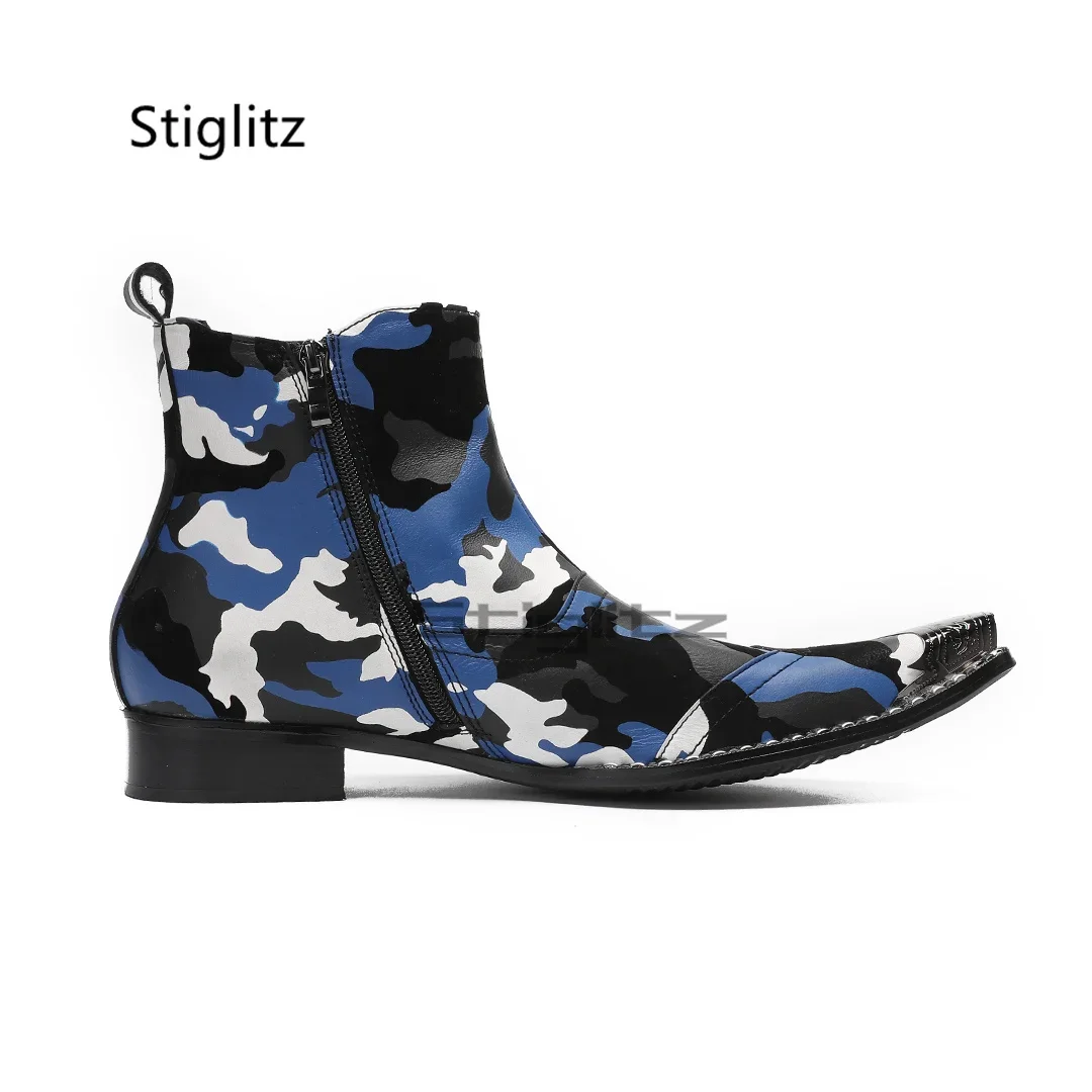 สีฟ้าสีดำสีขาวพิมพ์ลายรองเท้าบ - Men'S Shoes Black And White บทวิจารณ์และราคา