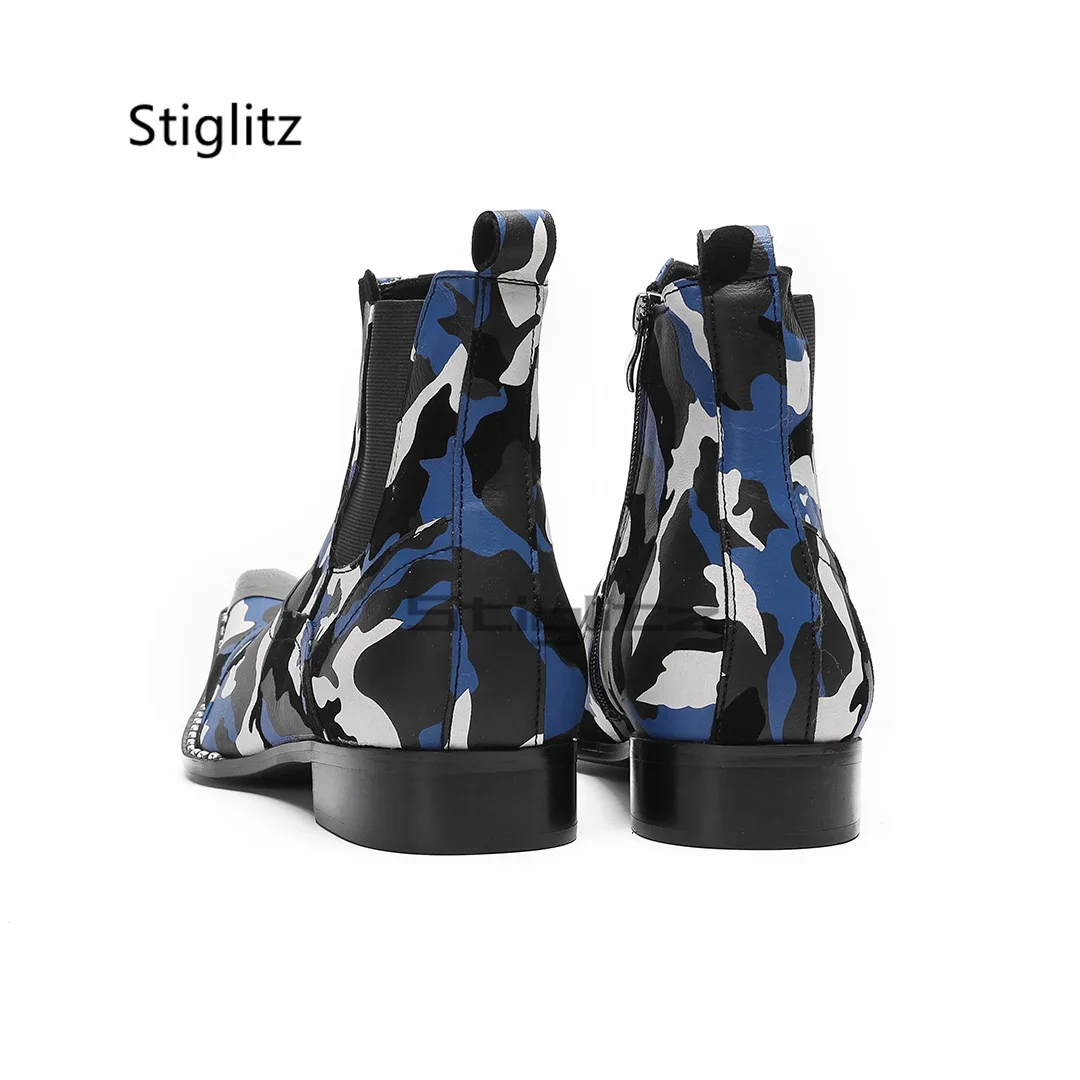 สีฟ้าสีดำสีขาวพิมพ์ลายรองเท้าบ - Men'S Shoes Black And White บทวิจารณ์และราคา