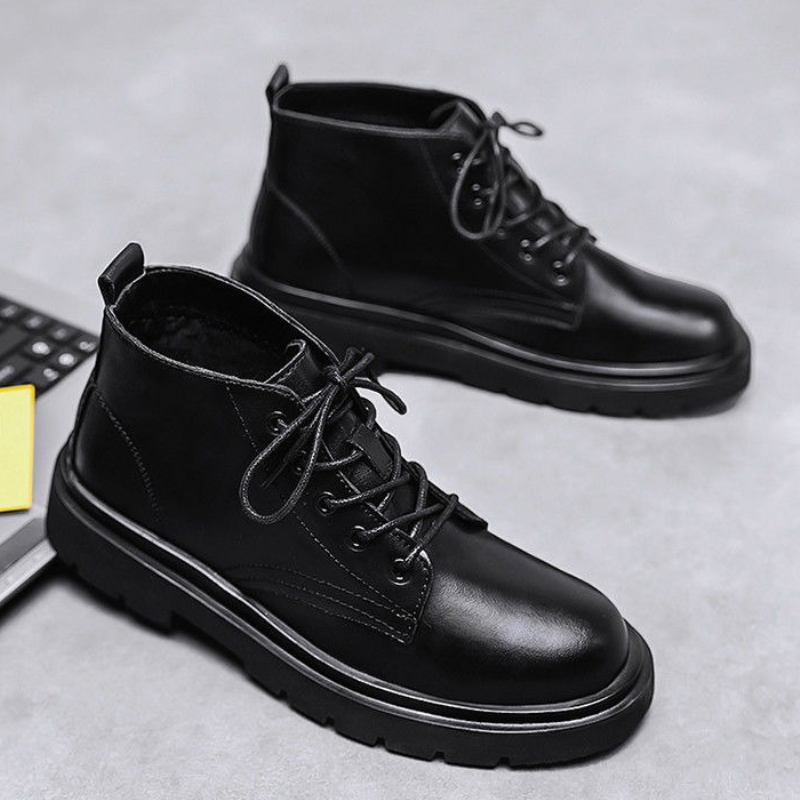 รองเท้าบูทหนังสีดำผู้ชายทรงสูง - Men'S Shoes Increase Height บทวิจารณ์และราคา
