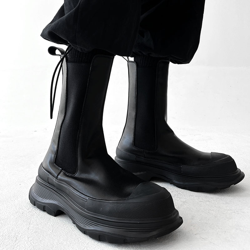 รองเท้าบูทเชลซีทรงสูงสไตล์พังก - Men'S Shoes Black And White บทวิจารณ์และราคา