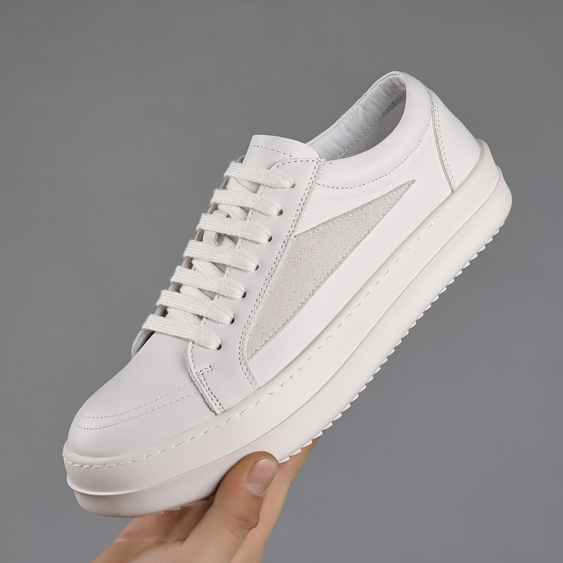 รองเท้าผ้าใบหนังแท้สีดำสำหรับผ - Men'S Shoes Black And White บทวิจารณ์และราคา