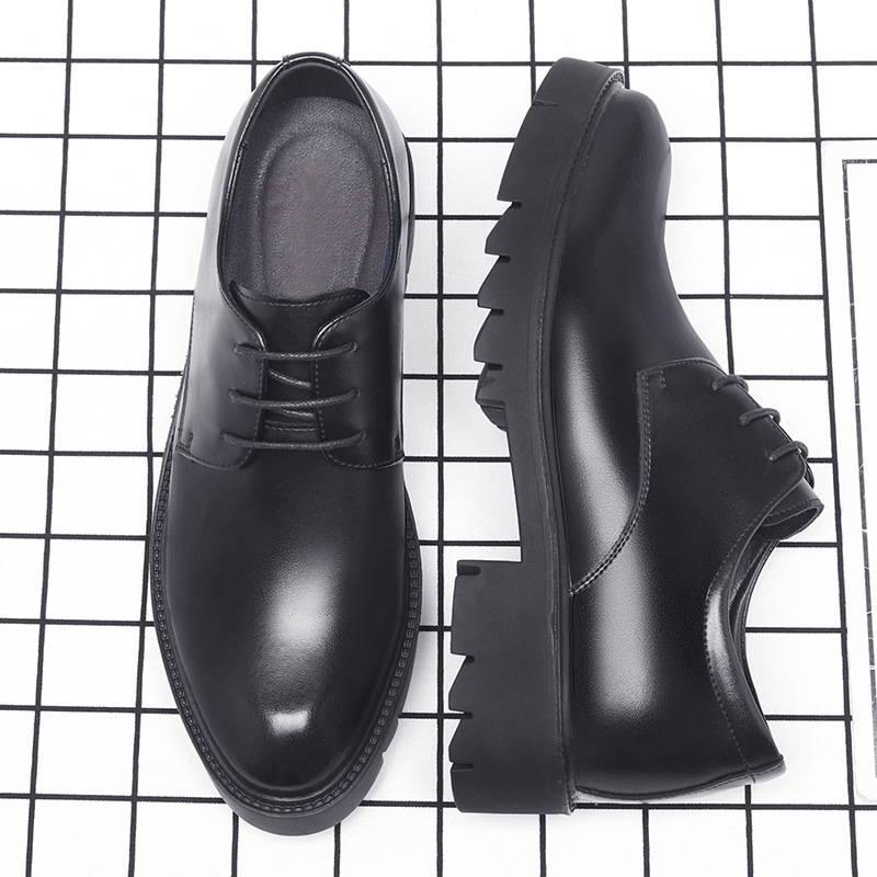 รองเท้าหนังสีดำแบบผูกเชือกสำหร - Men Shoes Official บทวิจารณ์และราคา