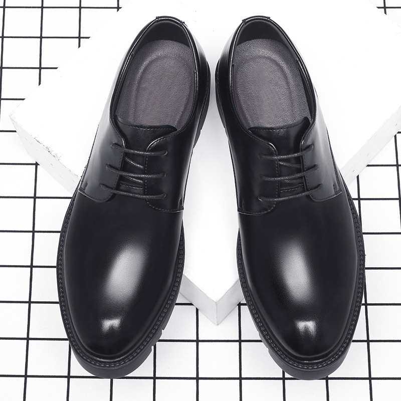 รองเท้าหนังสีดำแบบผูกเชือกสำหร - Men Shoes Official บทวิจารณ์และราคา