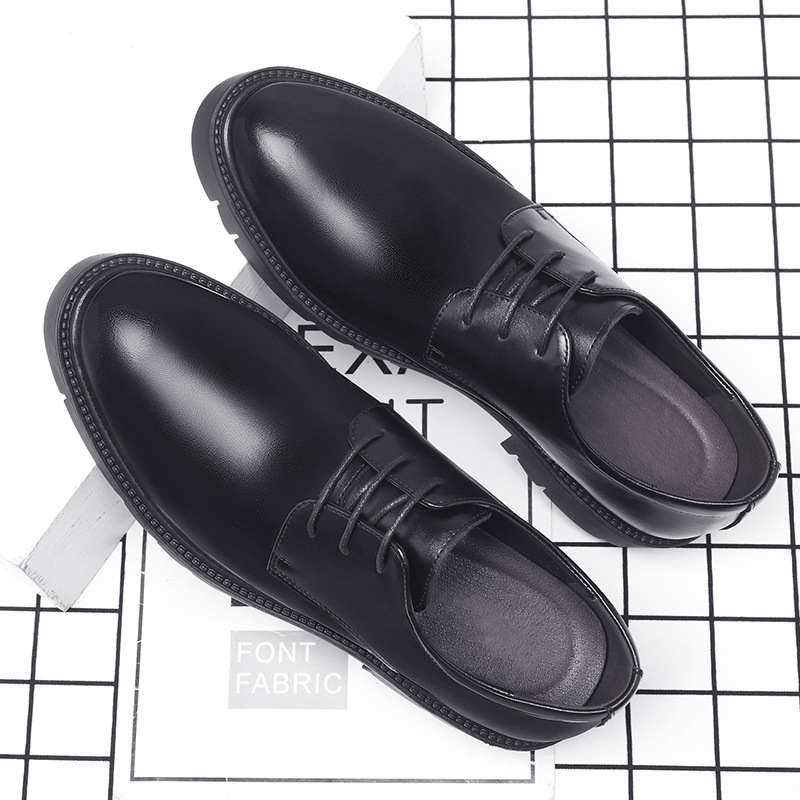 รองเท้าหนังสีดำแบบผูกเชือกสำหร - Men Shoes Official บทวิจารณ์และราคา