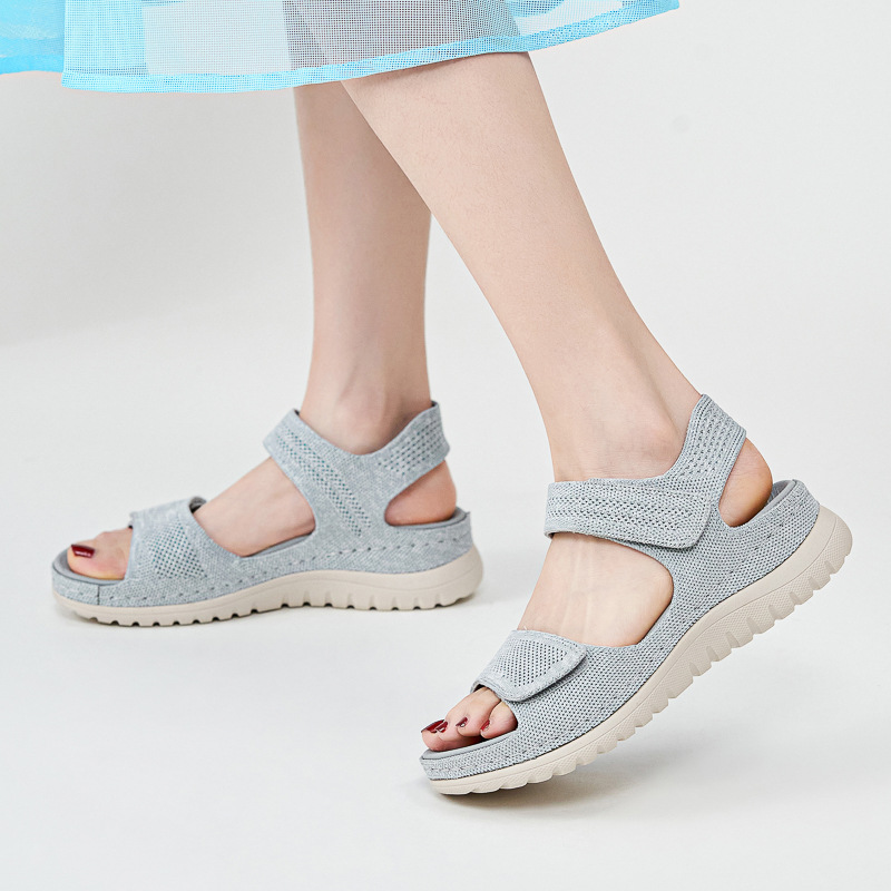 รองเท้าแตะสตรีแบบถักตาข่ายพื้น - Velcro Strap Sandal บทวิจารณ์และราคา