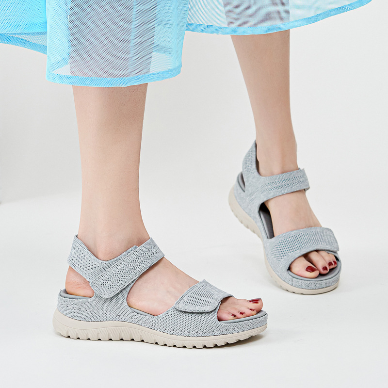 รองเท้าแตะสตรีแบบถักตาข่ายพื้น - Velcro Strap Sandal บทวิจารณ์และราคา