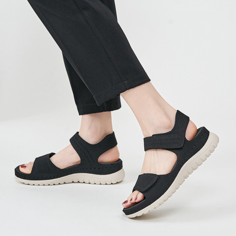 รองเท้าแตะสตรีแบบถักตาข่ายพื้น - Velcro Strap Sandal บทวิจารณ์และราคา